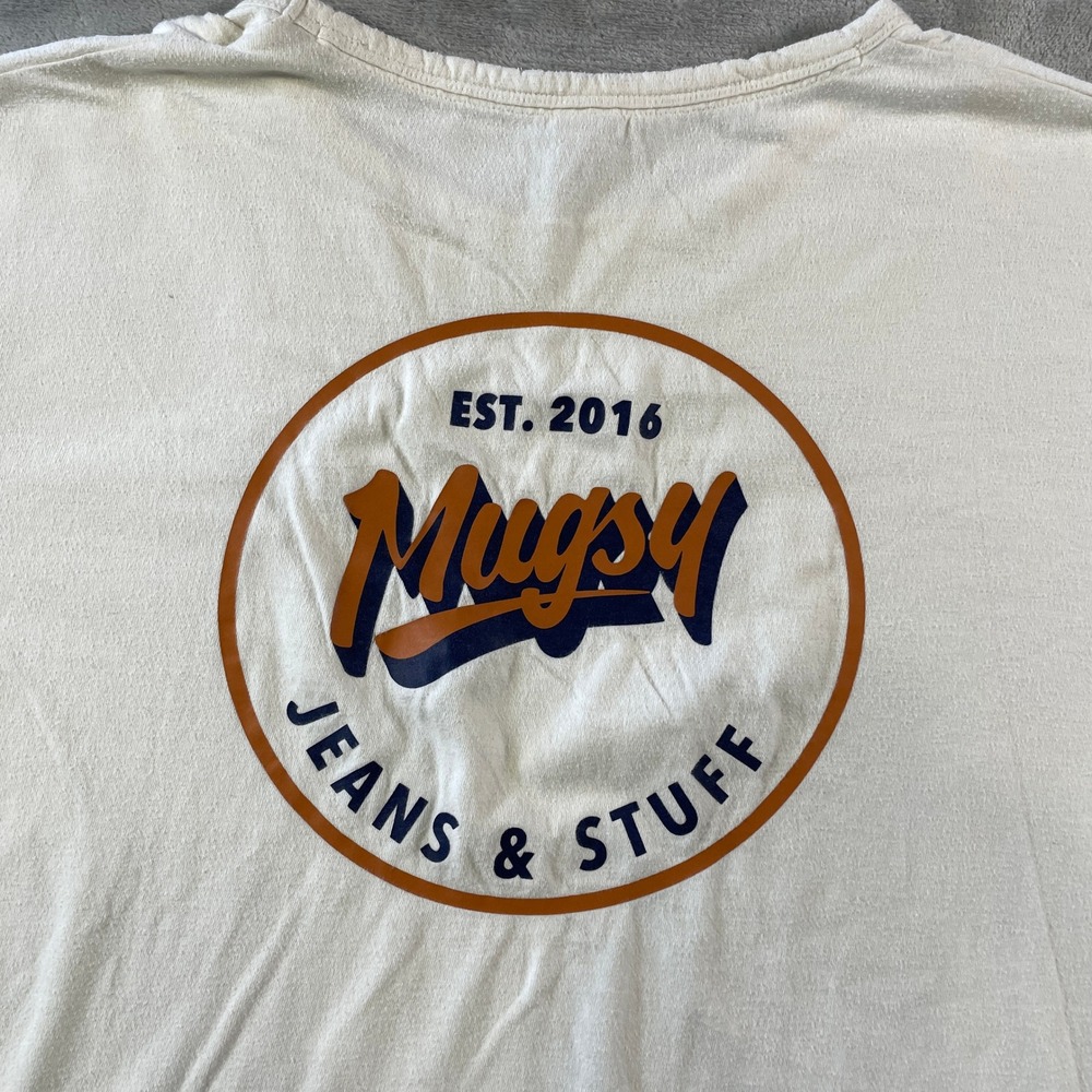 Mugsy T Shirt Mens XXL Graphic Off White Cotton Short Sleeve Tee Casual Preppy
